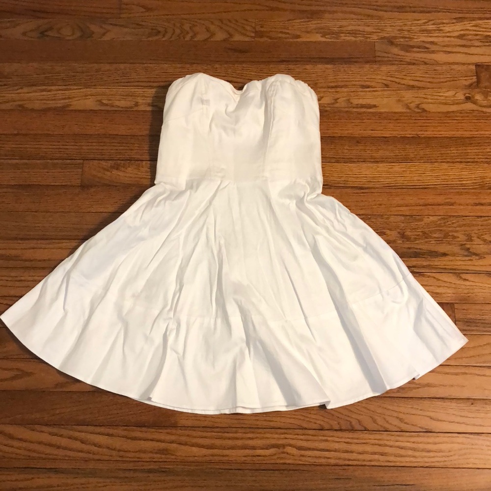 Express white fit and flare strapless dress
